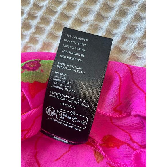 ECOTE Urban Outfitters Pink Floral Flutter Long Sleeve Ruffle Blouse Small Y2K - Picture 9 of 12